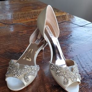 Silk Badgley Mischka Jeweled Pumps